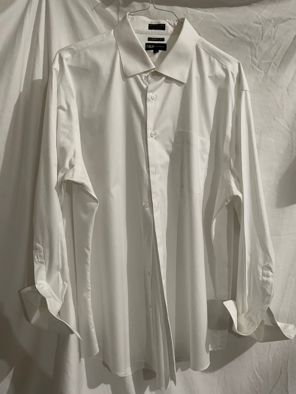 Neiman Marcus Men's White French Cuff Wrinkle Free Dress Shirt Sz 18 34/35